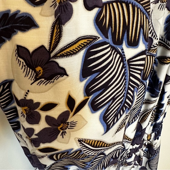 Ann Taylor LOFT Womens Purple Floral Ruffle Neck Pant Jumpsuit Wide Leg Tropical - Picture 14 of 15